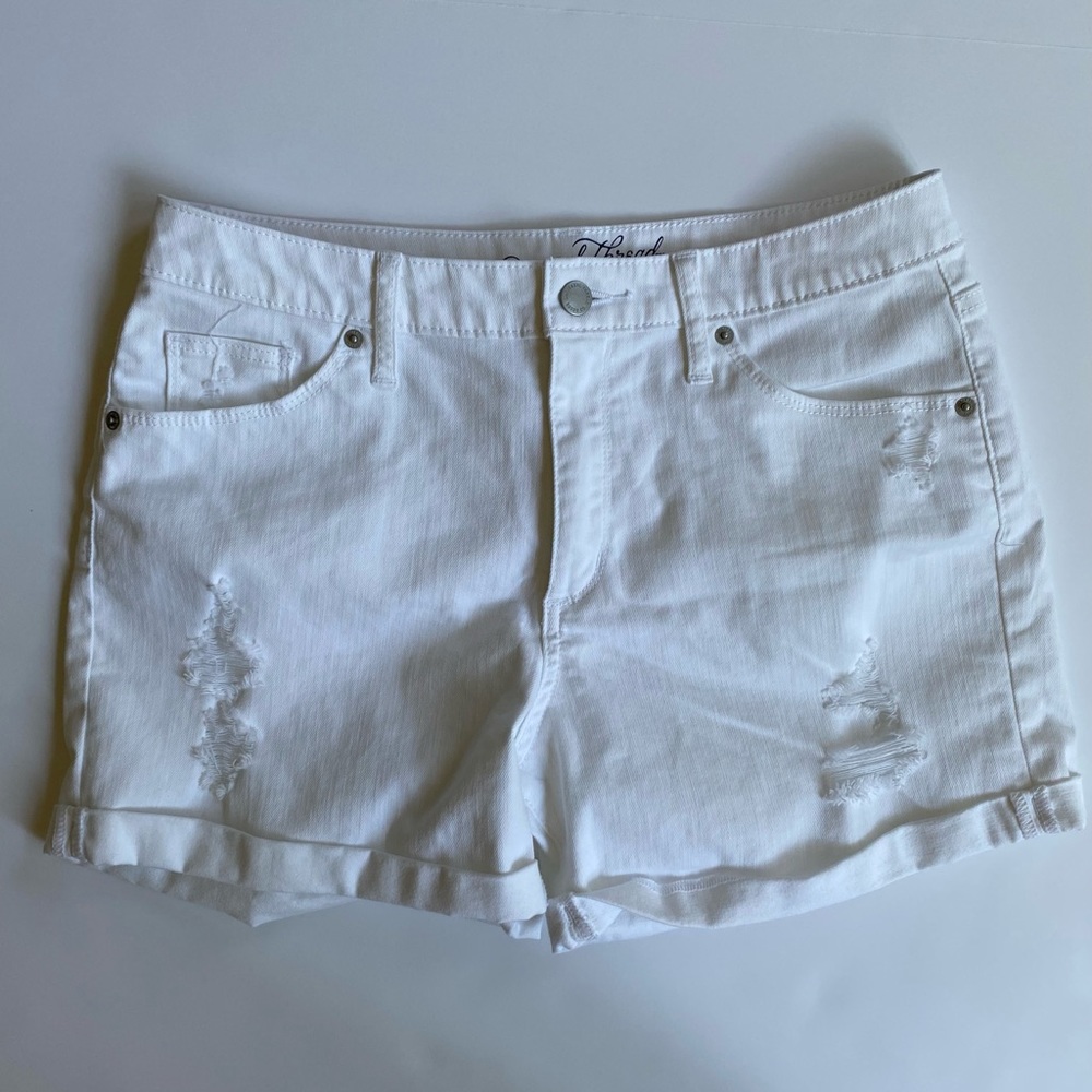 White Universal Thread distressed denim shorts
